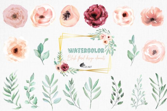 Blush Flowers and Faded Green Branches