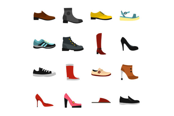 Elevate UI Design with Flat Shoe Icons