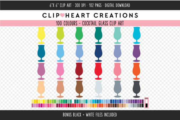 Elevate Your Creative Projects with Cocktail Glass Clip Art in 100 Vibrant Colors