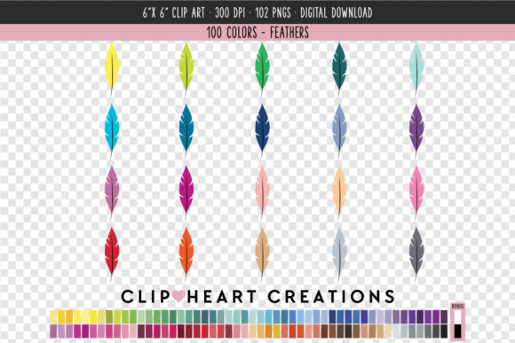 Elevate Your Creative Projects with the Versatility of Feather Clip Art - 100 Colors