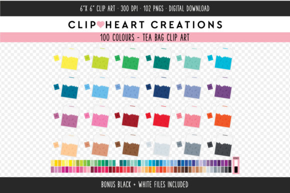 Evaluating the Teabag Clip Art - 100 Colors Collection for Creative Projects