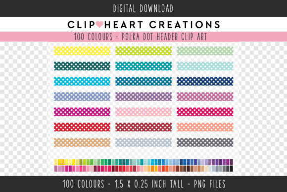 Evaluating the Utility of Polka Dot Headers Clip Art - 100 Colors for Professional Planning and Design