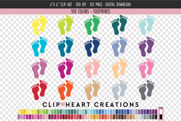 Footprints Clip Art - 100 Colors: A Creative Toolkit