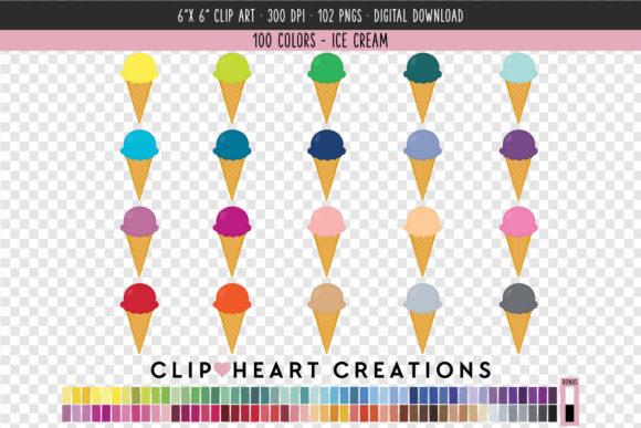 Ice Cream Clip Art - 100 Colors: A Creative Toolkit