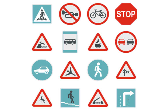 Integrating Flat Style Road Sign Set Icons into Modern Digital Workflows