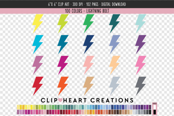 Lightning Bolt Clip Art: 100 Vibrant Colors