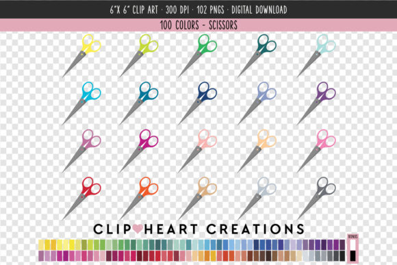 Scissor Clip Art - 100 Colors for Creative Projects