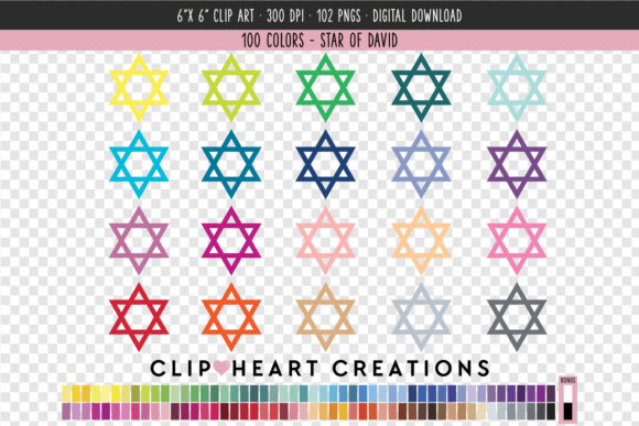 Star of David Clip Art: 100 Colors for Creators