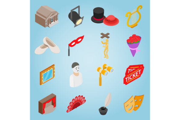 Strategic Visual Communication with Theatre Set Icons in Isometric 3D Style