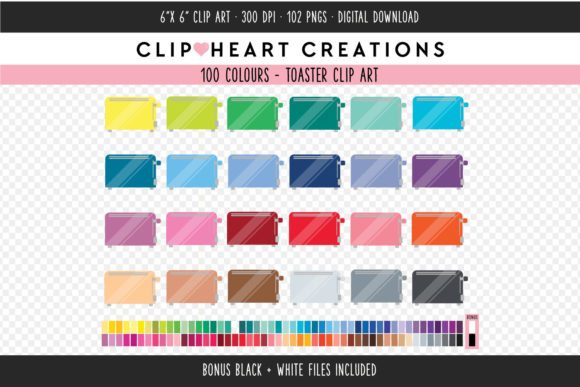 Toaster Clip Art: 100 Vibrant Colors