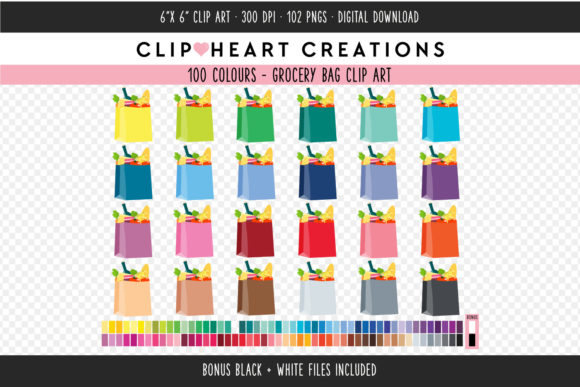 Unlock Creative Potential with Grocery Bag Clip Art in 100 Vibrant Colors