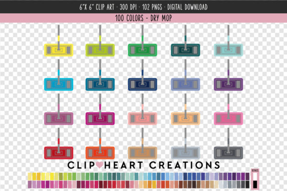 Versatile Dry Mop Clip Art in 100 Vibrant Colors