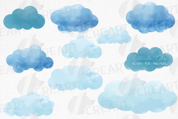 Watercolor Clouds Printable Decoration for Creative Projects